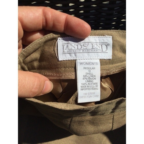 Vtg lands’ end womens linen skirt regular 10 beige khaki gorpcore summer modest - Picture 2 of 8